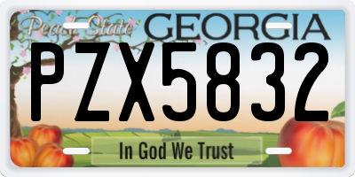 GA license plate PZX5832