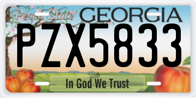 GA license plate PZX5833