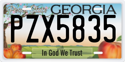 GA license plate PZX5835