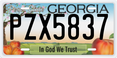 GA license plate PZX5837