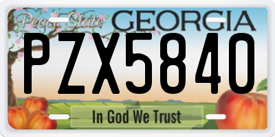 GA license plate PZX5840