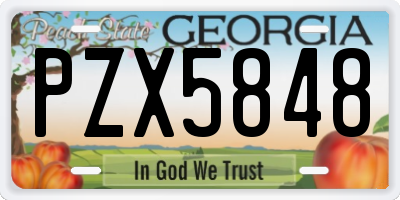 GA license plate PZX5848