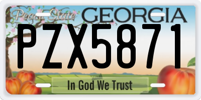 GA license plate PZX5871
