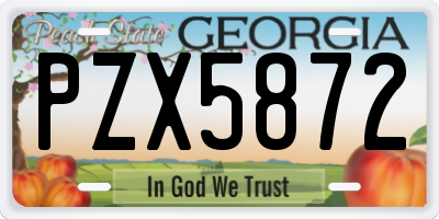GA license plate PZX5872