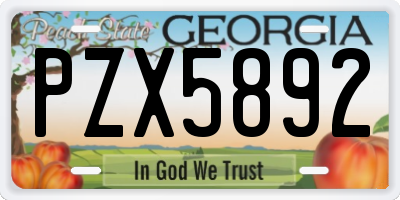 GA license plate PZX5892