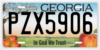 GA license plate PZX5906