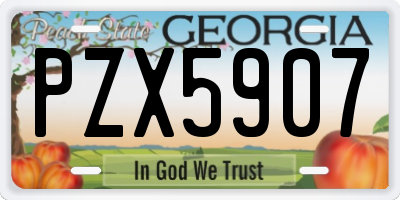 GA license plate PZX5907