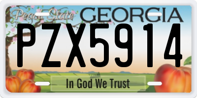 GA license plate PZX5914
