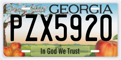 GA license plate PZX5920