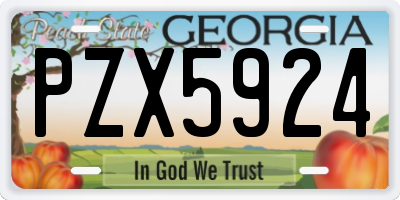GA license plate PZX5924