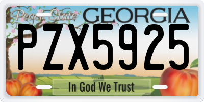 GA license plate PZX5925