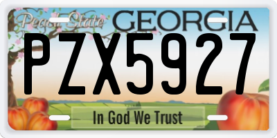 GA license plate PZX5927