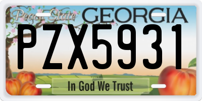 GA license plate PZX5931