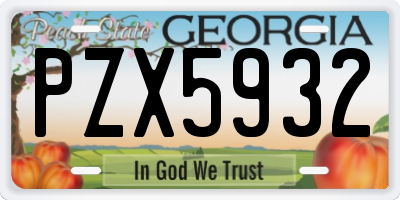 GA license plate PZX5932