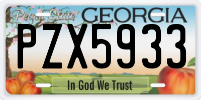 GA license plate PZX5933