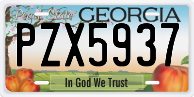 GA license plate PZX5937