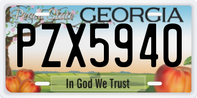 GA license plate PZX5940