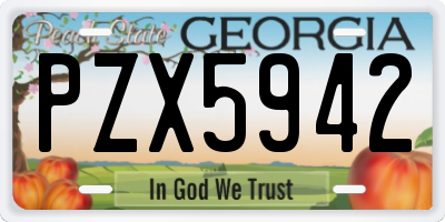 GA license plate PZX5942