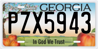 GA license plate PZX5943