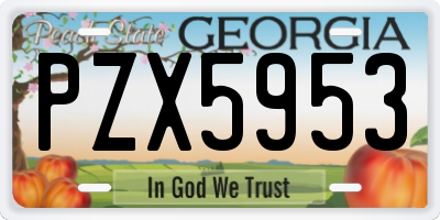 GA license plate PZX5953