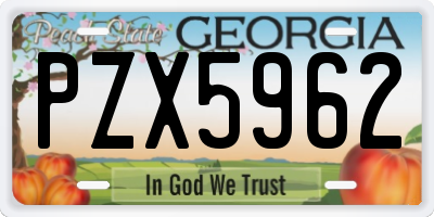 GA license plate PZX5962