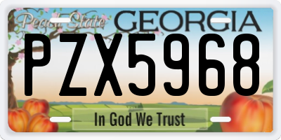 GA license plate PZX5968