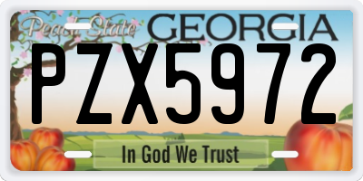 GA license plate PZX5972