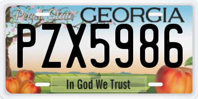 GA license plate PZX5986