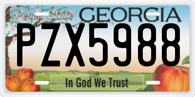 GA license plate PZX5988