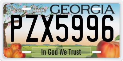 GA license plate PZX5996