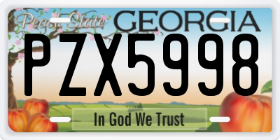 GA license plate PZX5998