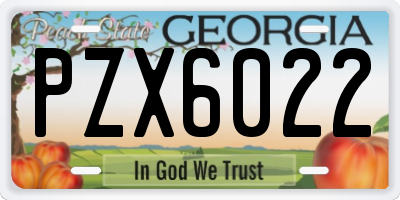 GA license plate PZX6022