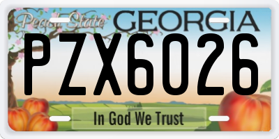GA license plate PZX6026