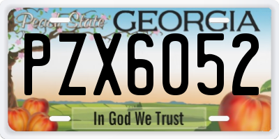 GA license plate PZX6052