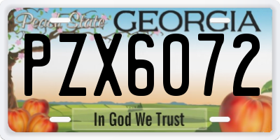 GA license plate PZX6072