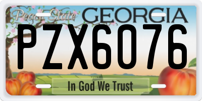 GA license plate PZX6076