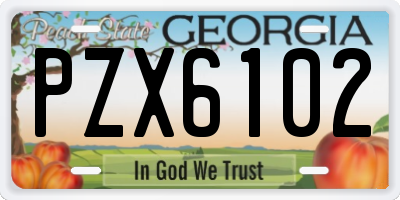 GA license plate PZX6102