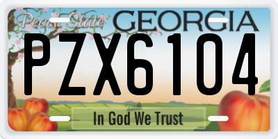 GA license plate PZX6104