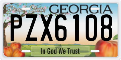 GA license plate PZX6108