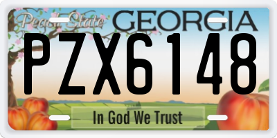 GA license plate PZX6148