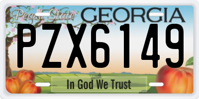 GA license plate PZX6149