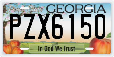 GA license plate PZX6150