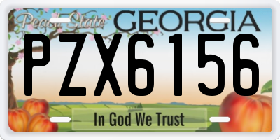 GA license plate PZX6156