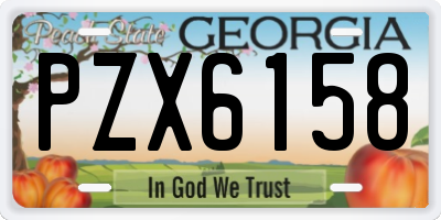 GA license plate PZX6158