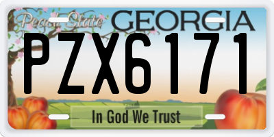 GA license plate PZX6171