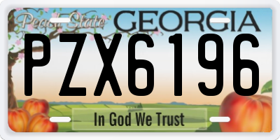GA license plate PZX6196