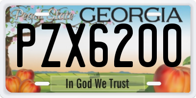 GA license plate PZX6200
