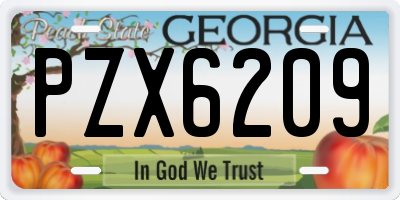 GA license plate PZX6209