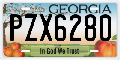 GA license plate PZX6280