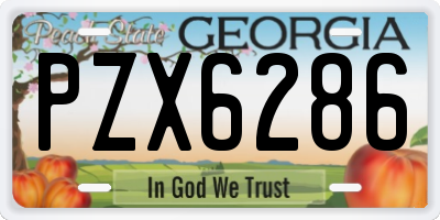 GA license plate PZX6286